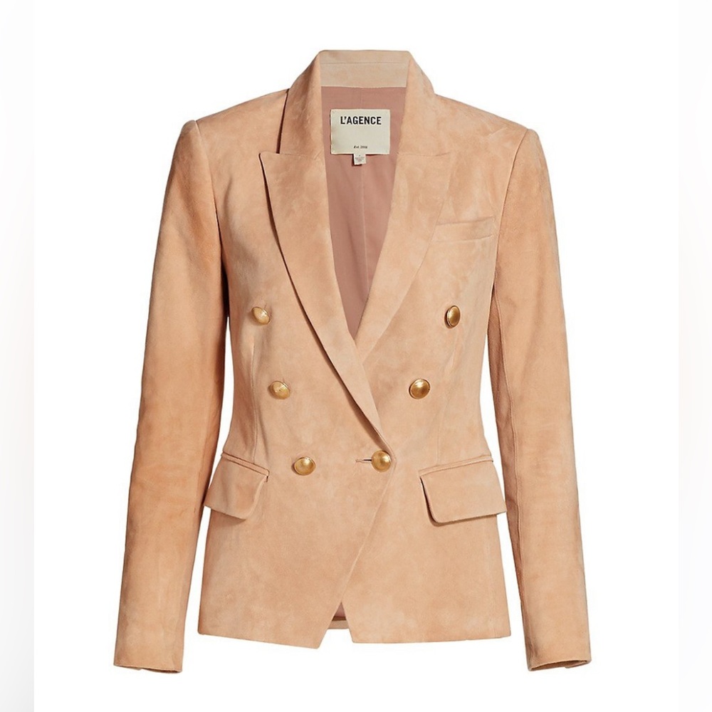 L'AGENCE
Kenzie Double-Breasted Suede Blazer - Quartz - size 2